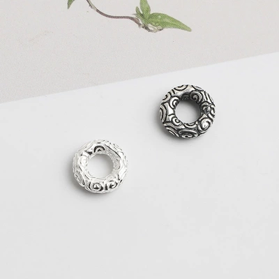S925 Sterling Silver Thai Silver Xiangyun Closed Ring Bead DIY Beaded Bracelet Ring Circle Spacer Silver Jewelry Accessories (Zərgərlik ara hissələri)