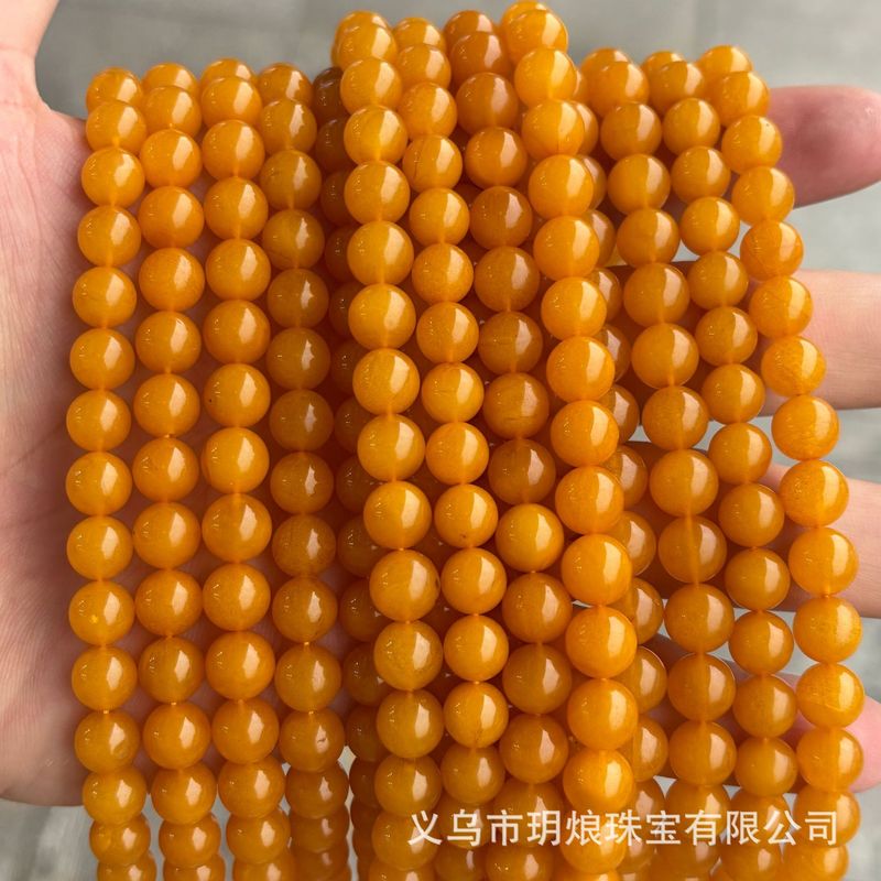天然鶏油黄色蜜蝋ラウンドビーズフルワックス高磁器琥珀 DIY 半完成ブレスレットネックレスジュエリーアクセサリー卸売|undefined