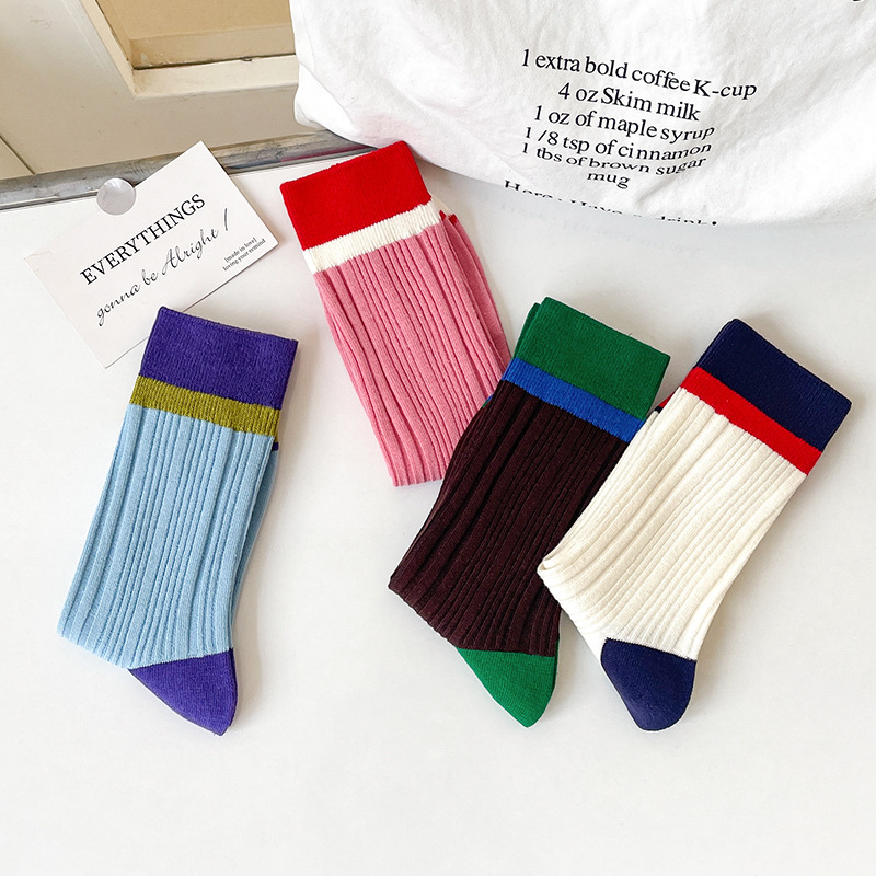 Unisex Casual Color Block Nylon Cotton Crew Socks A Pair display picture 13