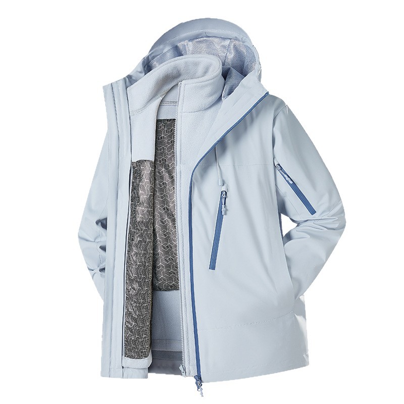 Veste de randonnée 3 en 1 amovible, coupe-vent, doublée en graphène, pour couple, idéale pour l'hiver et les activités de plein air._voghion.com
