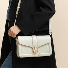 简约手提包大容量单肩包时尚斜挎包高级腋下包包盖小方包真皮女包