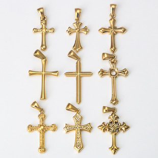 Stainless Steel Simple Gold Variety Cross Pendant Bracelet Necklace Accessories Titanium Steel DIY Jewelry Accessories