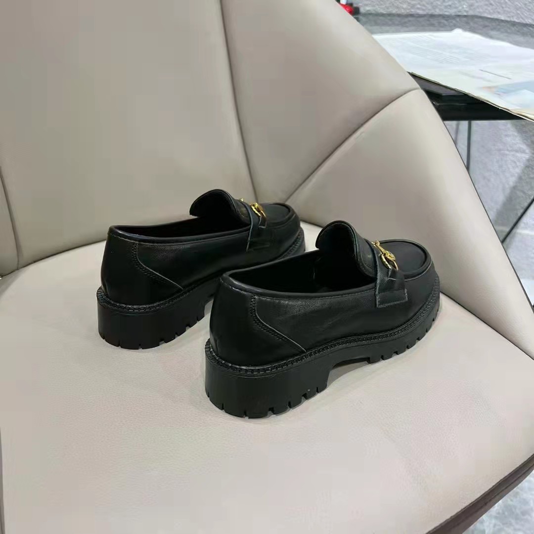 558 new pattern cowhide Lok Fu shoes The thickness of the bottom leisure time Lazy man A pedal non-slip soft sole comfortable leather shoes Women's Shoes