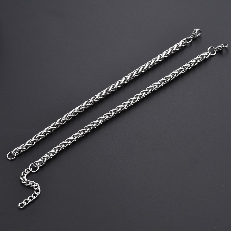 热销霸气男士嘻哈钛钢手链不锈钢花篮龙骨链男女钢色个性手饰佩戴