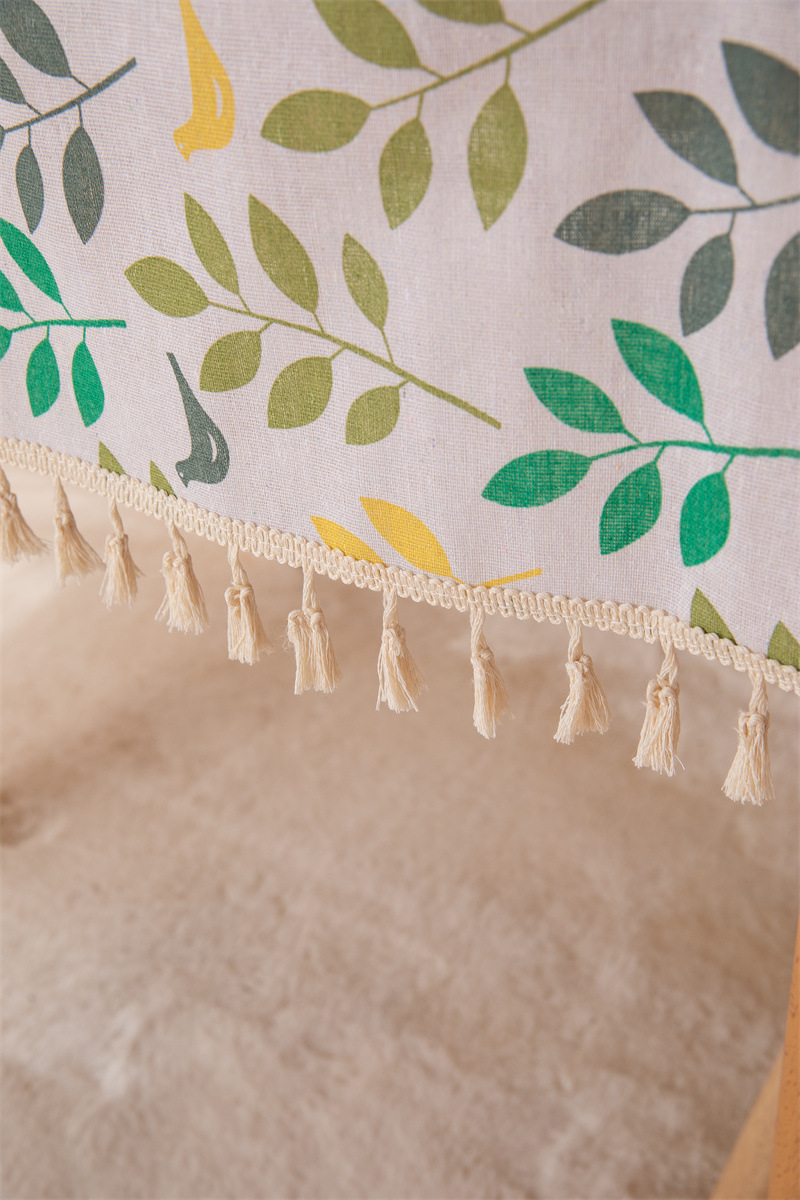 Tovaglia transfrontaliera in poliestere-cotone con nappe e stampa a foglie, tovaglia rettangolare da pranzo, tavolino da caffè_voghion.com