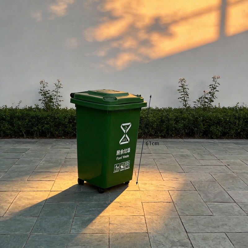 Outdoor small garbage can 60L classification waste residue bucket rental room village entrance small garbage can flip cover to send garbage bag