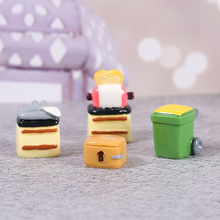 Dollhouse娃娃屋迷你家具沙发电视面包机微景观装饰品垃圾桶玩具