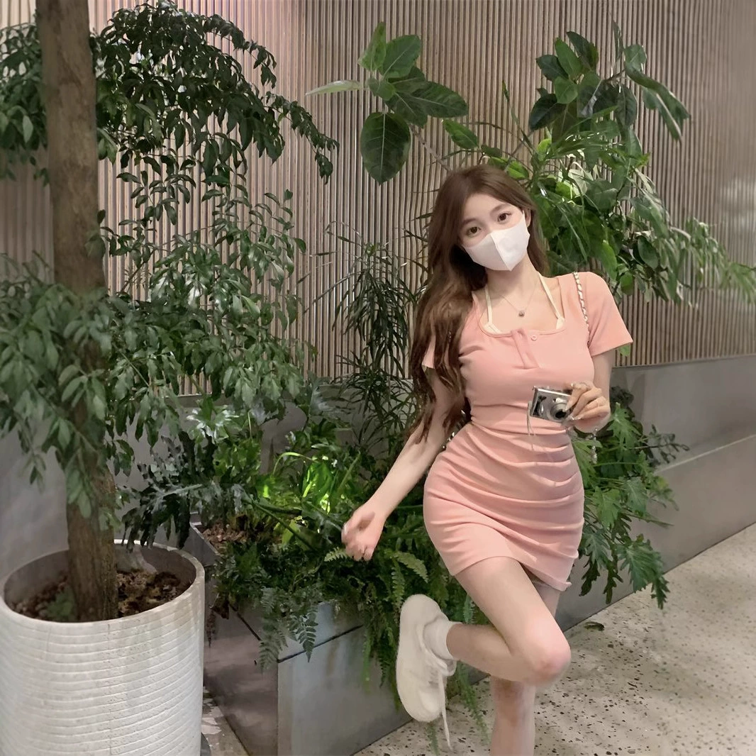 Шикарное облегающее платье из двух частей во французском стиле для женщин, новое летнее платье с завышенной талией и рюшами, уникальное сладкое, пряное, слегка полное платье Pure Desire.