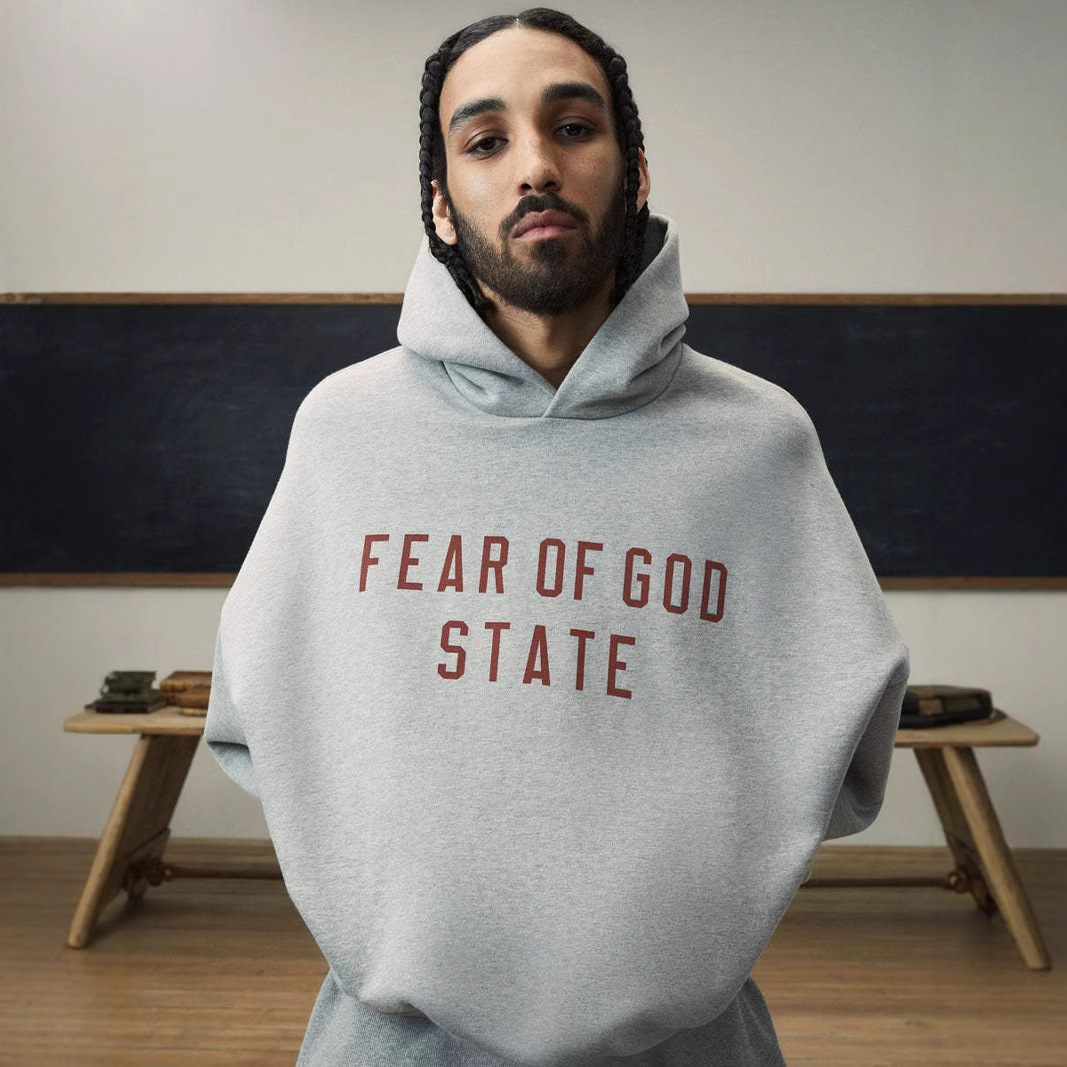 2024FW 拔印戴帽衛衣480克重絨布ESSENTIALS帽衫跨境