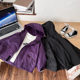 儿童冲锋衣男童秋装外套春秋款连帽男宝宝2023新款小男孩户外防风