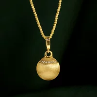 Чистое 14K золото матовый золотой шар инкрустированный муассанитом универсальная пряжка 18K ожерелье кулон золотые украшения 12244