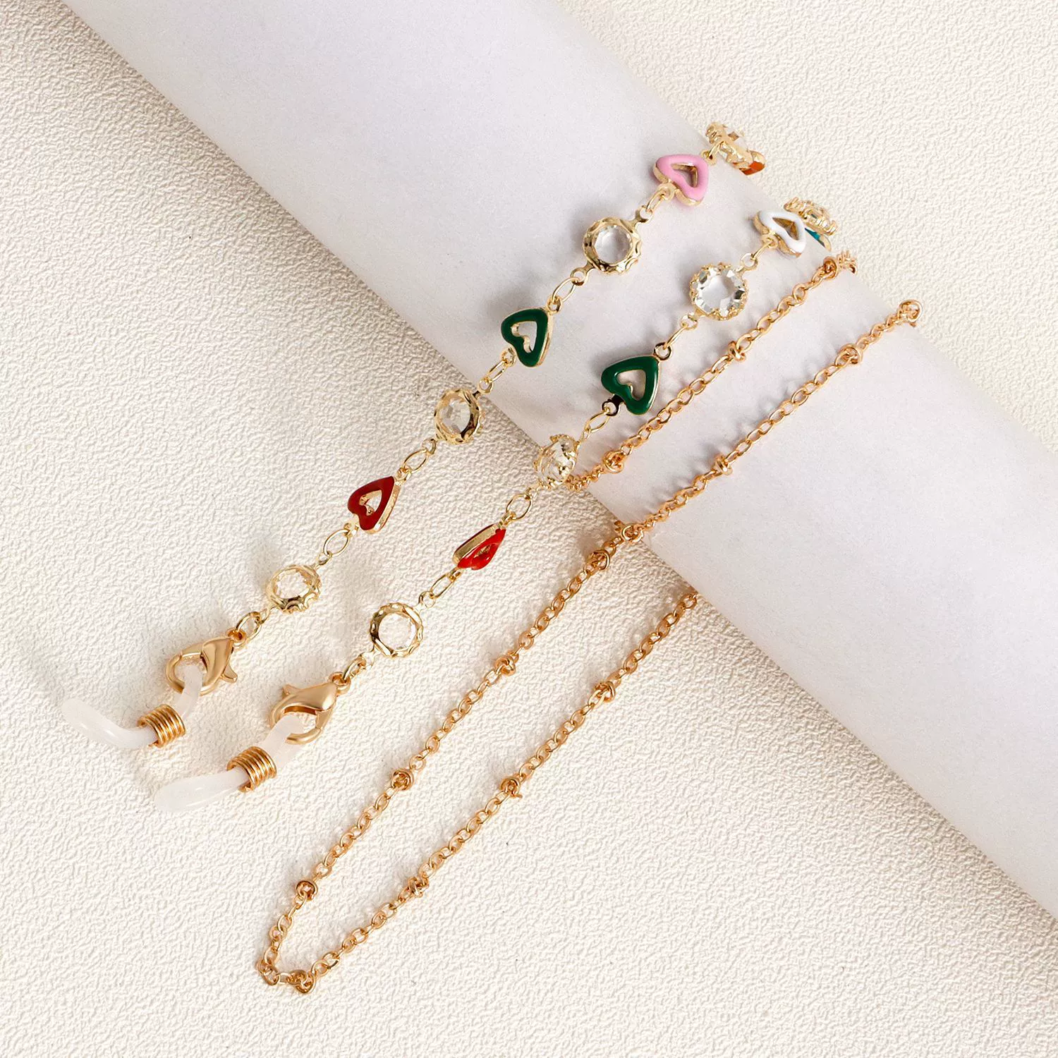 Очки против скольжения веревка капли глазури цвет любви бриллианты браслет высокого уровня очки цепи маска ремешок лицо цепи женский