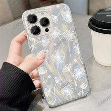 跨境适用彩绘花朵手机壳iphone17羽纱壳苹果16/15pm全包保护套女