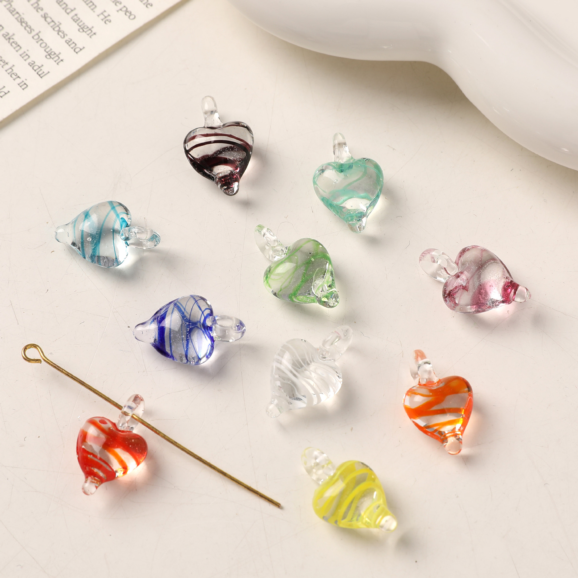 2g Weight Pendant Jewelry Making Type DIY Jewelry Accessories Classification 1 Piece Quantity glass Material Heart Shape Pattern All Seasons Season Simple Style Style 1 Piece Glass Heart Shape Pendant DIY Jewelry Accessories 2