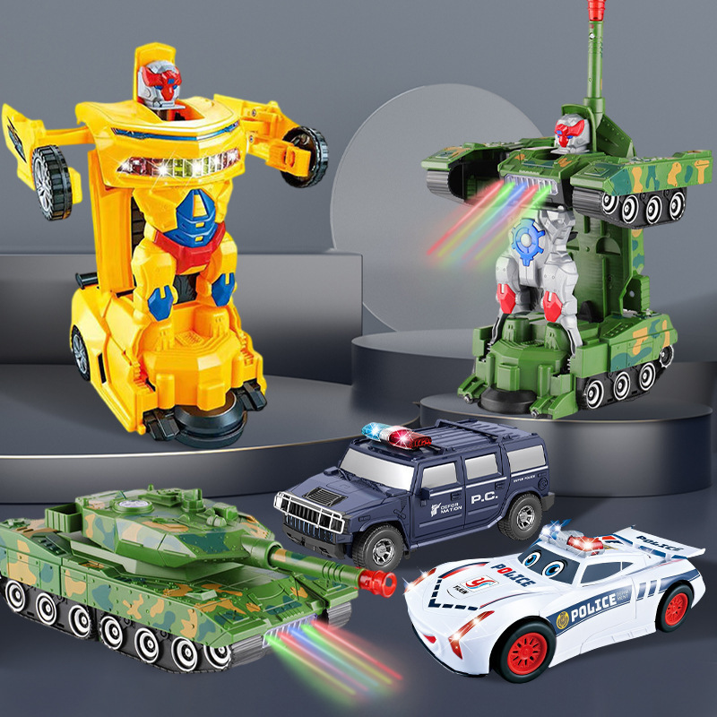 Douyin 電動ユニバーサル自動変形戦車オートボットキングコングパトロール車ロボットスタントおもちゃ卸売ドロップシッピング|undefined