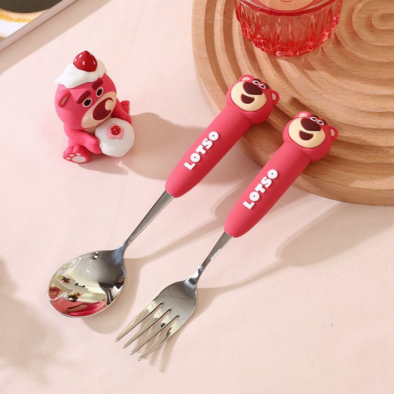 딸기곰 포크와 스푼(2개 세트)