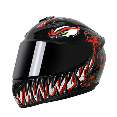 Motosiklet kaskı (dəbilqə) — Full-Face Helmet, Protective Riding Helmet for - red-venom-black-lenses-s55-56cm