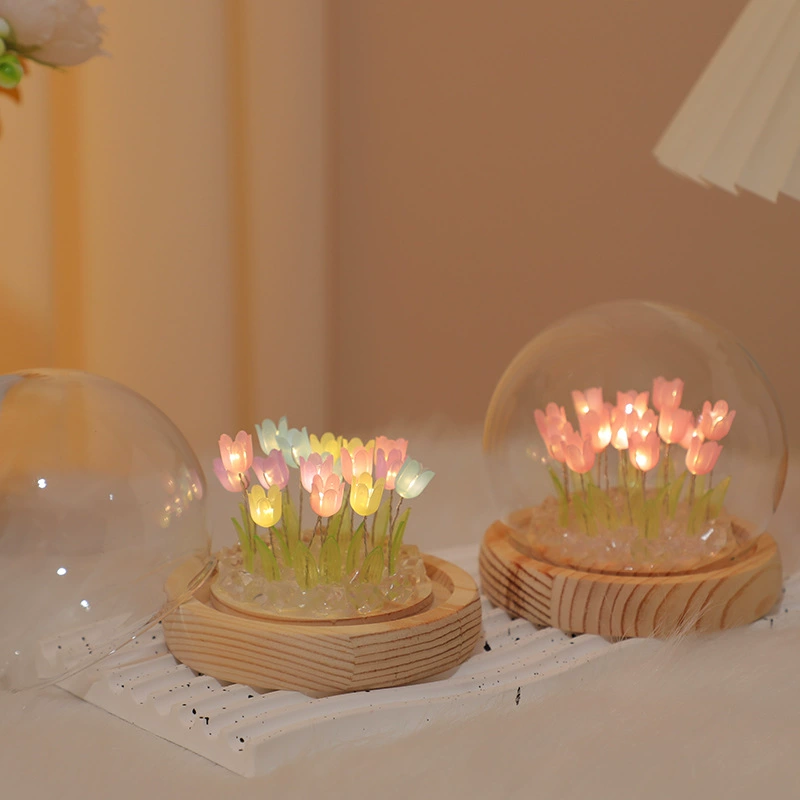 Креативная DIY кросс-борт tulip ночная лампа настольный декоративный свет атмосфера, подарок на день рождения лучшего друга ручной работы
