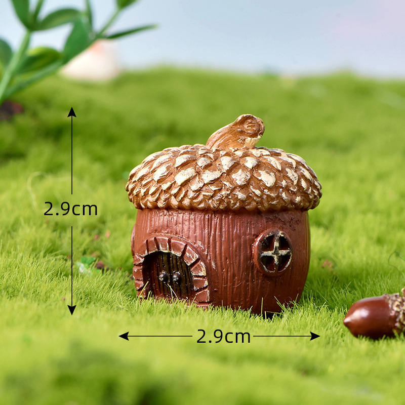 マイクロランドスケープ多肉植物かわいいリスナッツ松ぼっくりハウスカエデの葉ガーデニング造園 diy 装飾品小さな装飾品|undefined