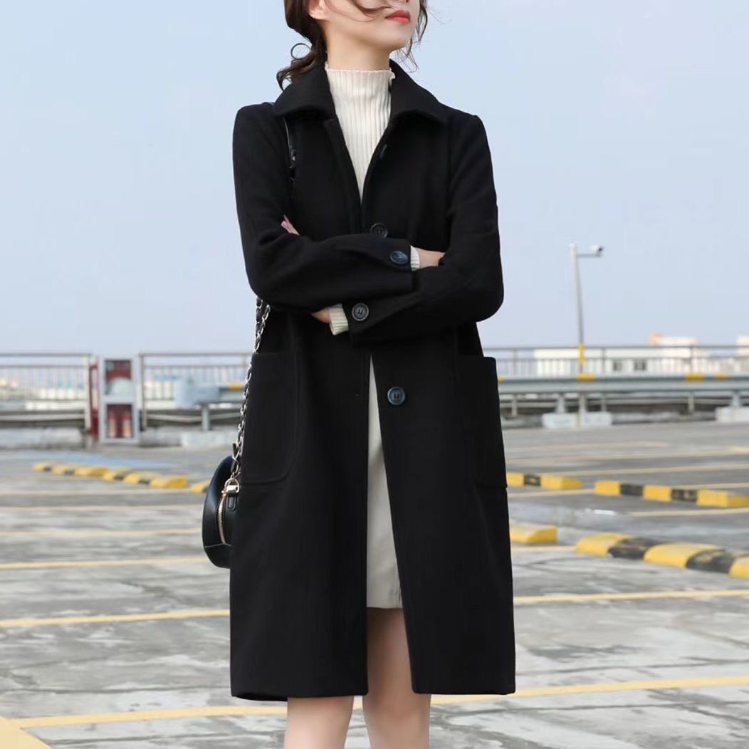 毛呢外套女中长款小个子秋冬季新款韩版时尚流行高端呢子大衣