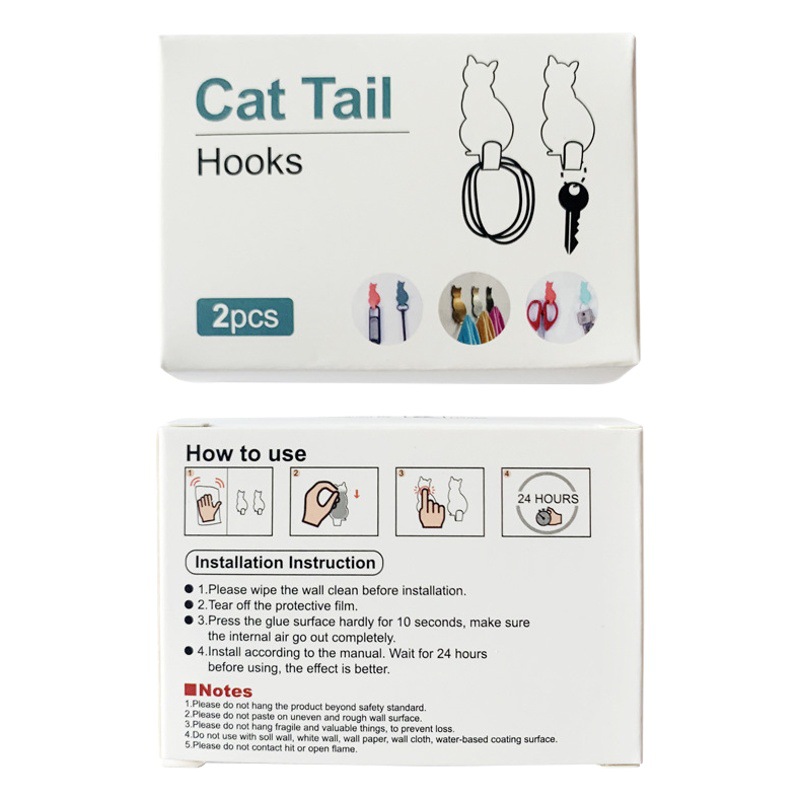 Creativo práctico gato de dibujos animados gancho pegajoso 304 gancho de acero inoxidable gatito gancho de acero inoxidable decoración del hogar