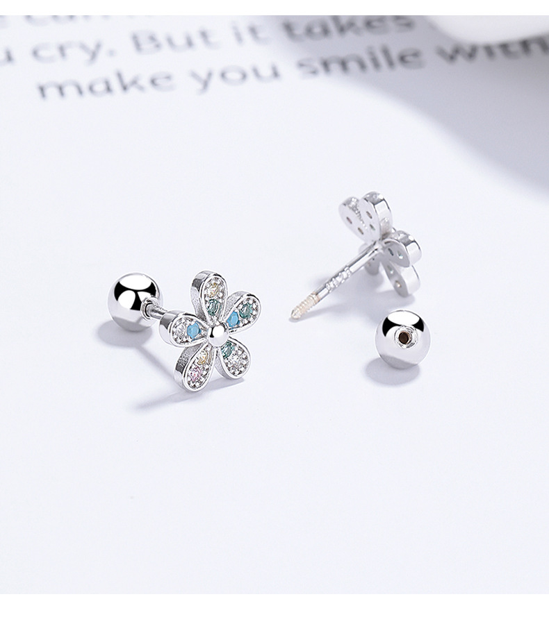 2g Weight 925 Sterling Silver Ear Needle Material Small Stud Earrings Classification Screw Backs Ear Cap Type 1 Pair Quantity Holiday, Daily Occasion 925 Sterling Silver Material Flower Pattern All Seasons Season Women's Gender Plating Design Basic, Simple Style Style 1 Pair 925 Sterling Silver 925 Sterling Silver Earrings Flower Screw Backs Small Stud Earrings
