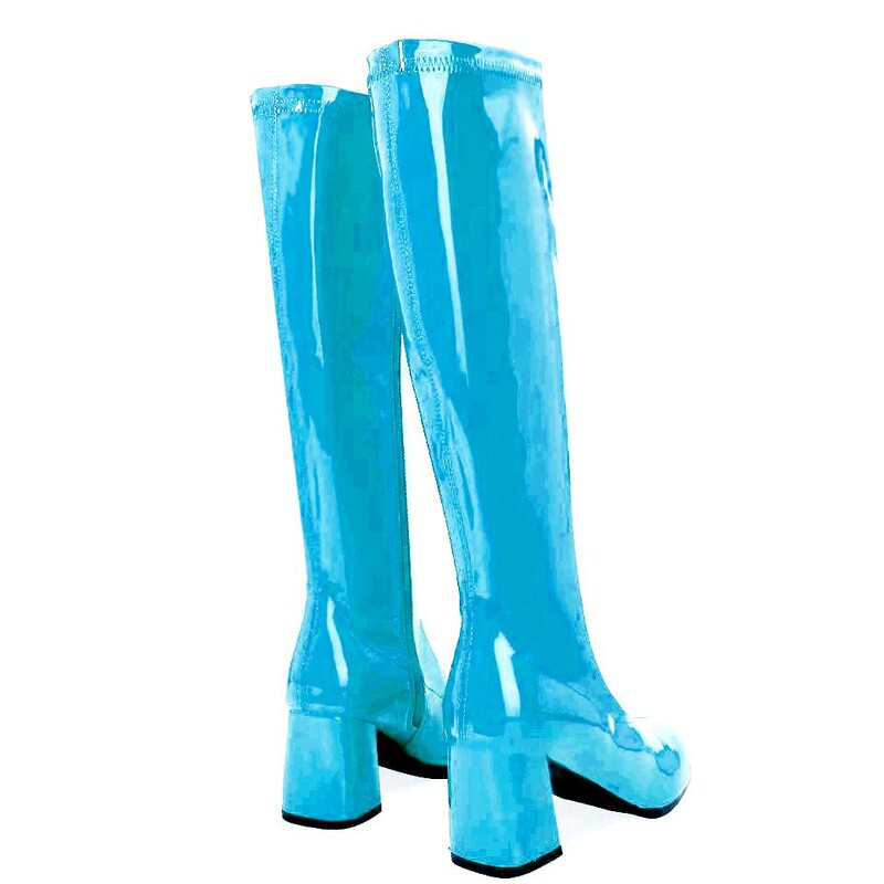 Chunky Heel Patent Leather Energetic Performance Knight Boots Pole Dance Mid-Calf Boots Chunky Heel Patent Leather Energetic Performance Knight Boots Pole Dance Mid-Calf Boots