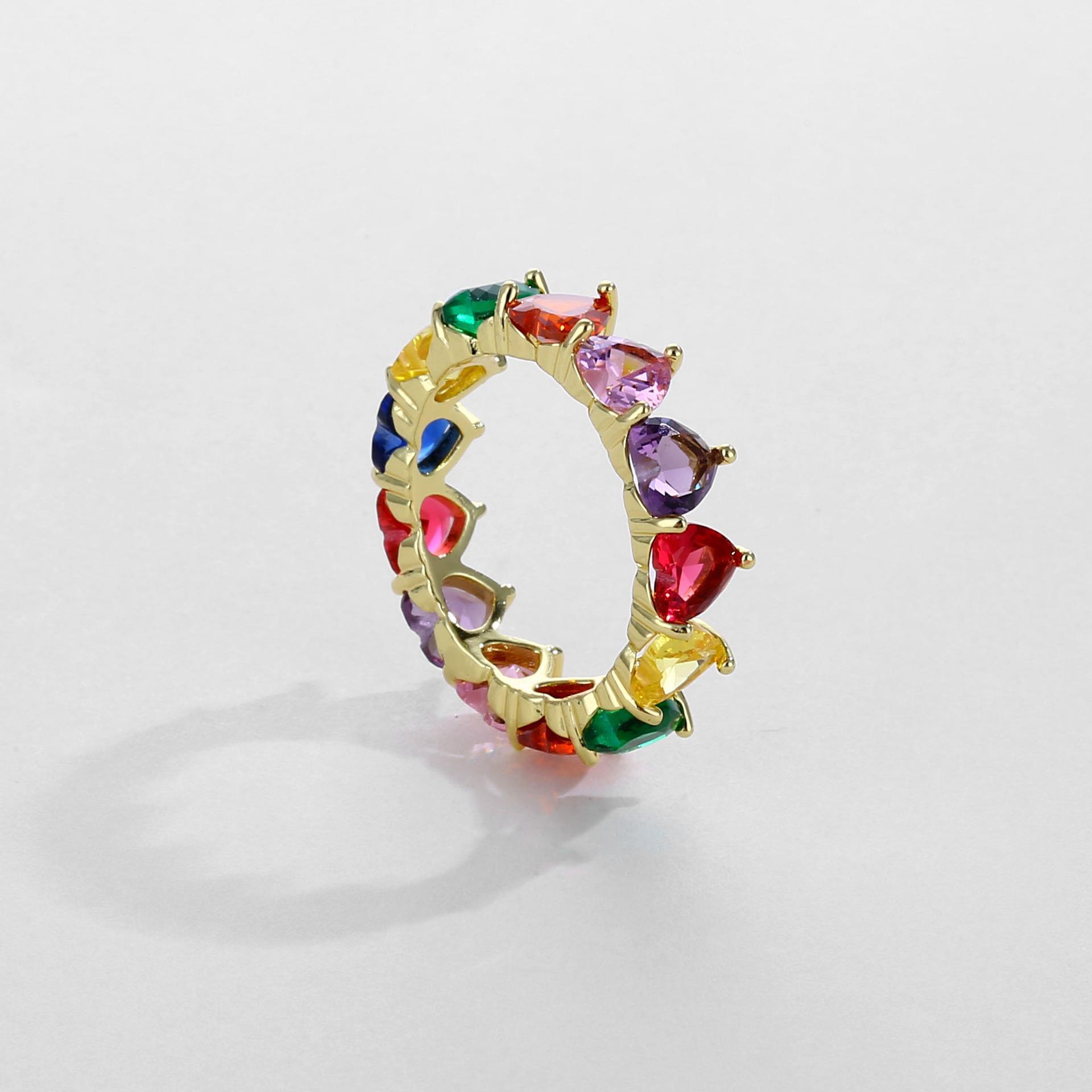 Fashion Heart Shape Copper Inlay Zircon Rings 1 Piece