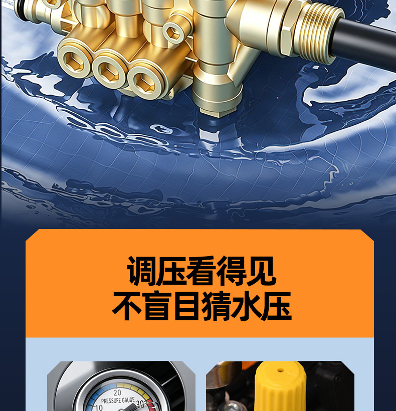 High-pressure car wash machine, suitable for home and commercial use, 220V, for cleaning farms and courtyards, with a powerful water gun and high-power water pump