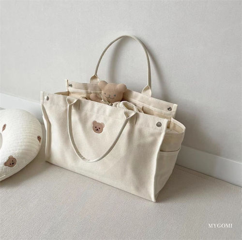 Korean ins mommy bag multifunctional canvas tote handbag going out fashionable large capacity mother and baby bag
