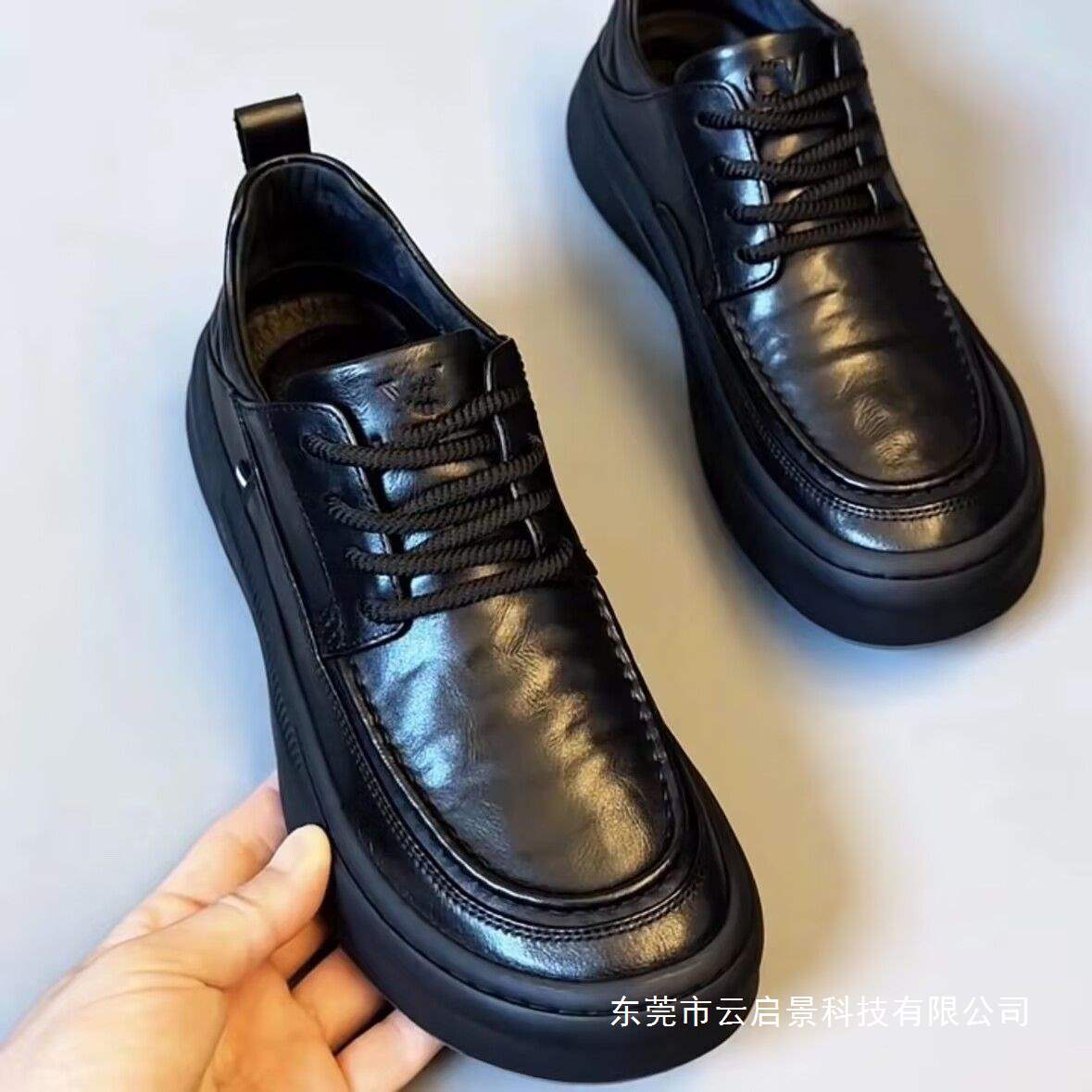 2025 New Men's Business Casual Sneakers, Round-Toe, Fashionable, British Style, Versatile, Breathable, Soft-Soled Leather Shoes, Formal Wear, Super Soft