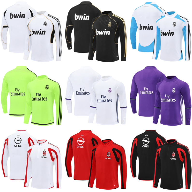 Real Madrid Retro Half-Zip Long-Sleeved Training Uniform Arsenal Dortmund Inter Milan Naples Chelsea Ac Football Uniform
