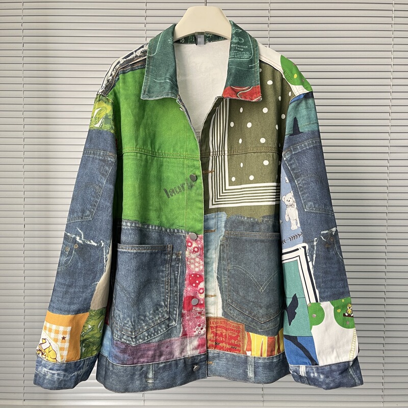 Designer Denim Splicing Jacket for Women 2025 European Station Loose Personalized Trendy Jacket Top Designer Denim Splicing Jacket for Women 2025 European Station Loose Personalized Trendy Jacket Top