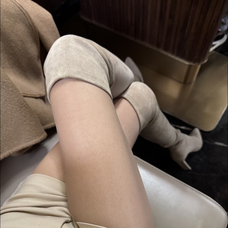 2025新款秋冬显瘦黑色过膝长靴女弹力瘦瘦靴高筒靴长筒尖头高跟鞋|undefined
