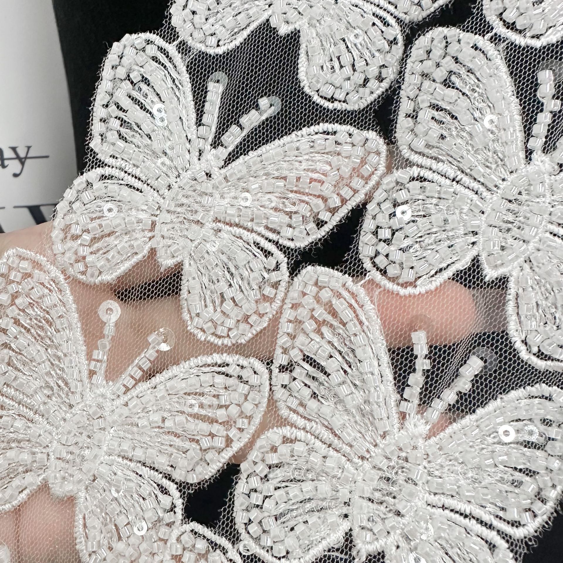 Blanco encaje bordado mariposa encaje exquisito modelado tridimensional ropa infantil accesorios de cabello accesorios de decoración accesorios de alta calidad image 5