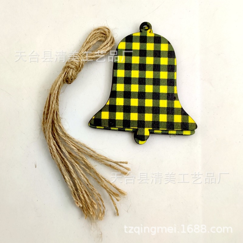 33 cuadros amarillos y negros serie navideña piezas de madera colgante de decoración navideña se pueden combinar libremente 10 piezas en un paquete