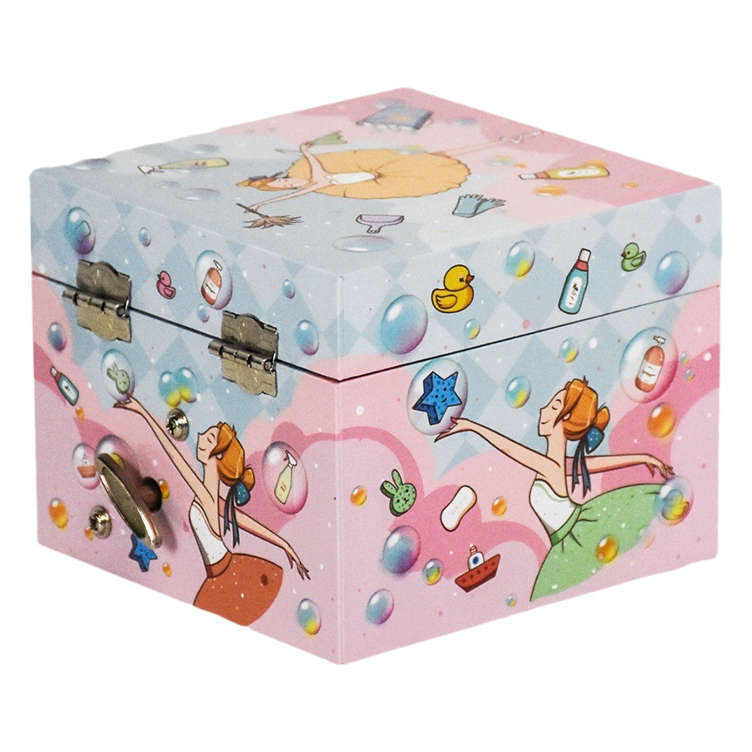 Caja de joyería musical transfronteriza, caja de música popular giratoria de madera para niña, regalo de juguete para niños FXC-B