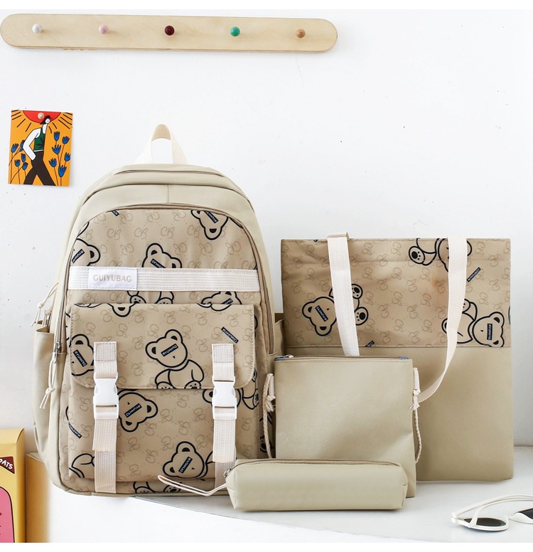 Zaini per bambini, zaino da campus per donne, nuovo stile, zaino alla moda per studenti, quattro pezzi, zaino multitasche di grande capacità_voghion.com