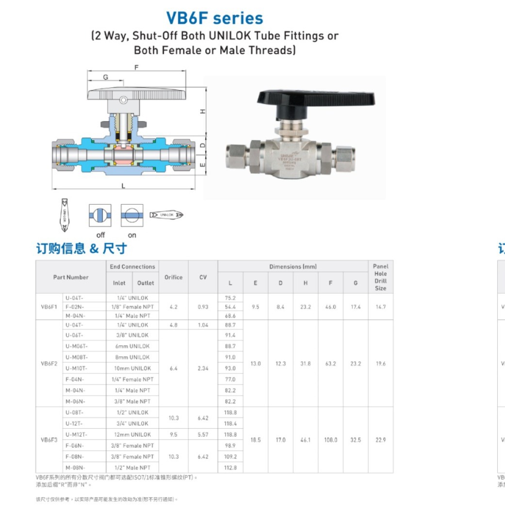 韩国UNI-LOK阀门 半导体阀VB6F  原装进口 大量库存 专业制造