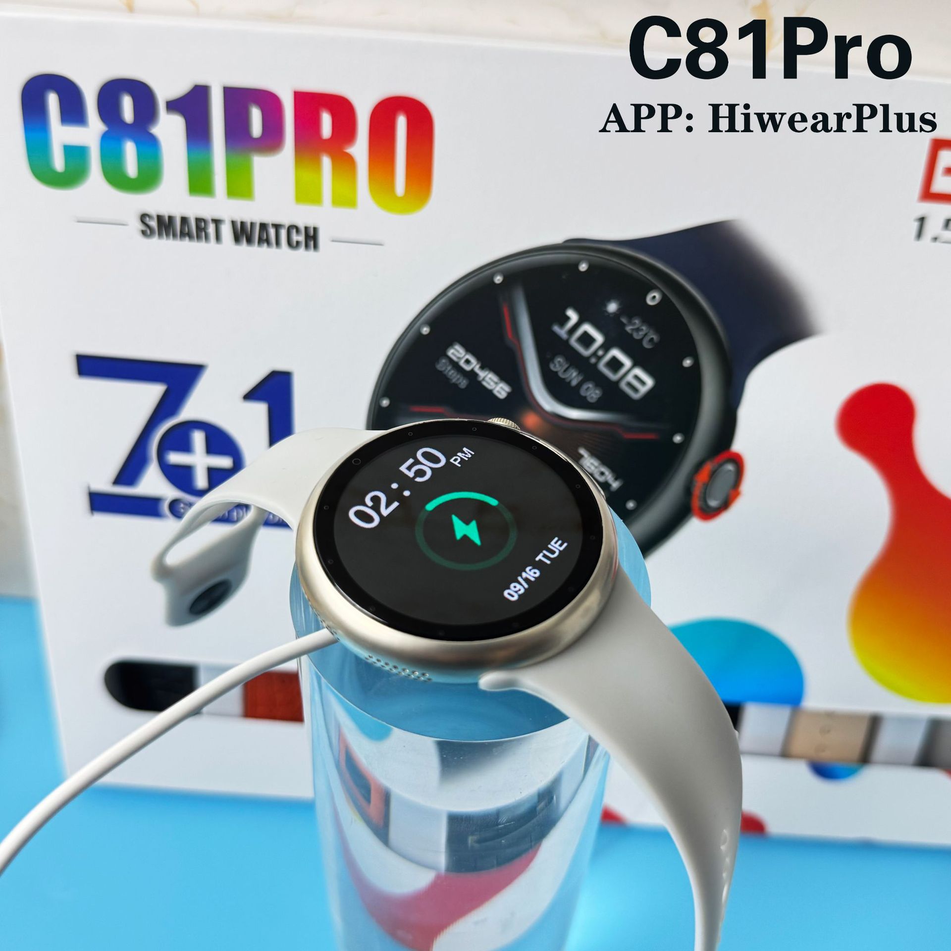 Cross-Border New C81 Pro Smart Watch 7+1 Multi-Strap Bluetooth Call Sports Pedometer Heart Rate Set Series