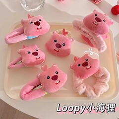 Loopyのビーバーはピンクのかわいいアニメ少女の髪の輪の前髪のクリップのBBの髪のクリップの後頭部のクリップを割ります。