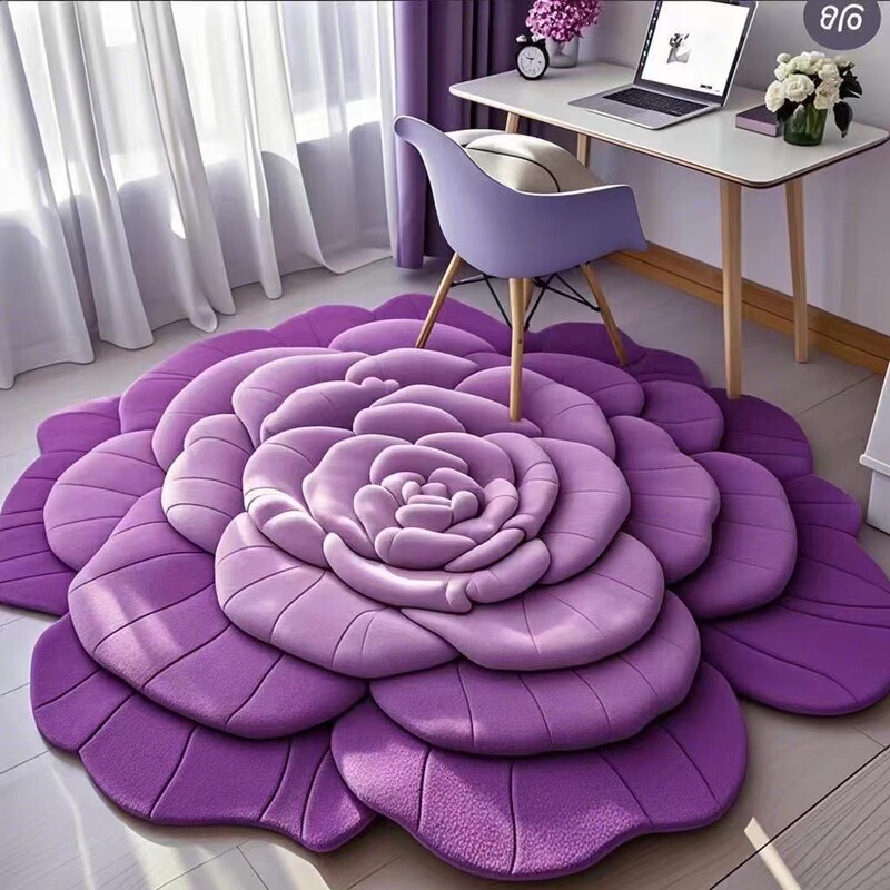 Cross-Border Three-Dimensional Flower Crystal Velvet Floor Mat Bathroom Bathroom Water-Absorbent Non-Slip Foot Mat Kitchen Mat Living Room Decorative Blanket
