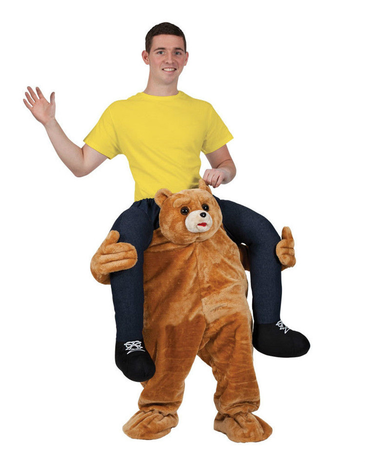 泰迪熊动物背人骑行人偶坐骑假腿背人腿子搞怪裤子派对魔性裤子