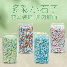 售楼部庭院布景摆字红色彩色小石子多肉铺面水系造景黄色石头颗粒