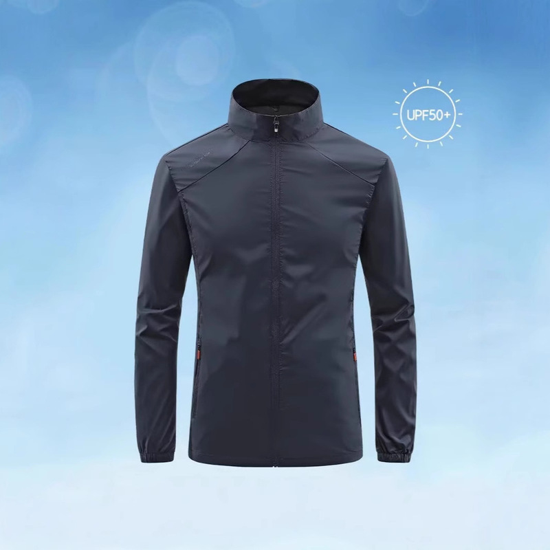 Ice Silk Breathable Jacket Men's Casual Collar Clothes Skin Windbreaker Summer Thin Jacket Fishing Sunscreen Clothes