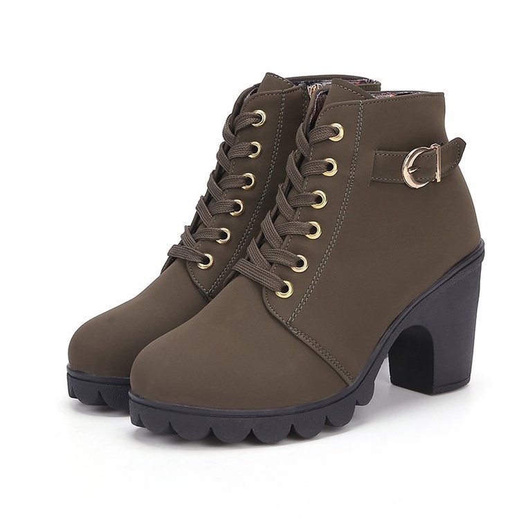 Otoño y invierno nuevo comercio exterior botas europeas y americanas de tamaño grande 42 botas cortas de lazos muffin fabricantes de botas negras