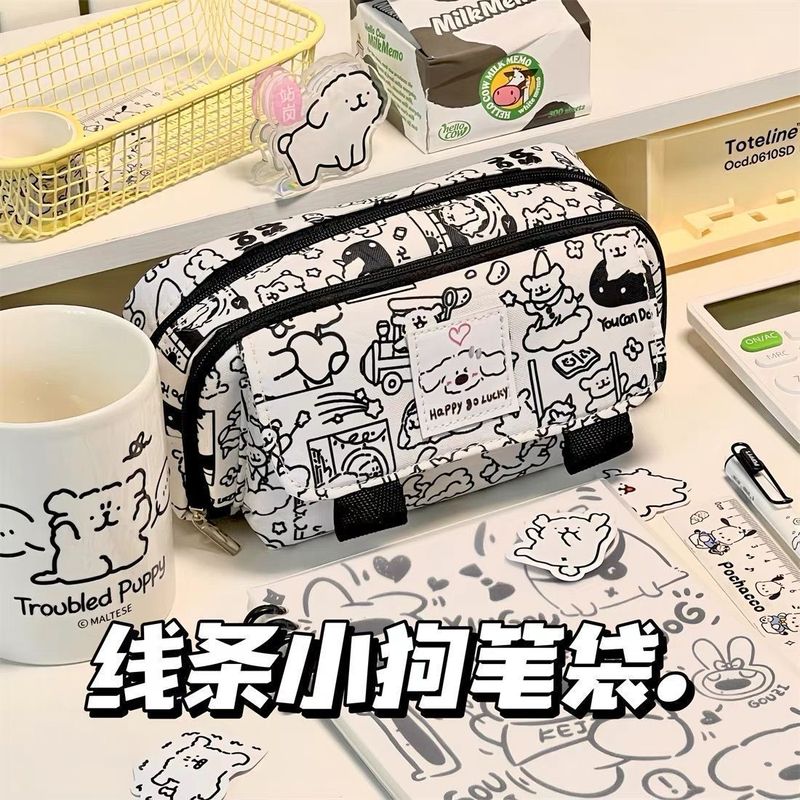 新学期シーズン ins 高価値キティ猫フリップペンバッグ多層文具箱大容量学生鉛筆収納袋|undefined