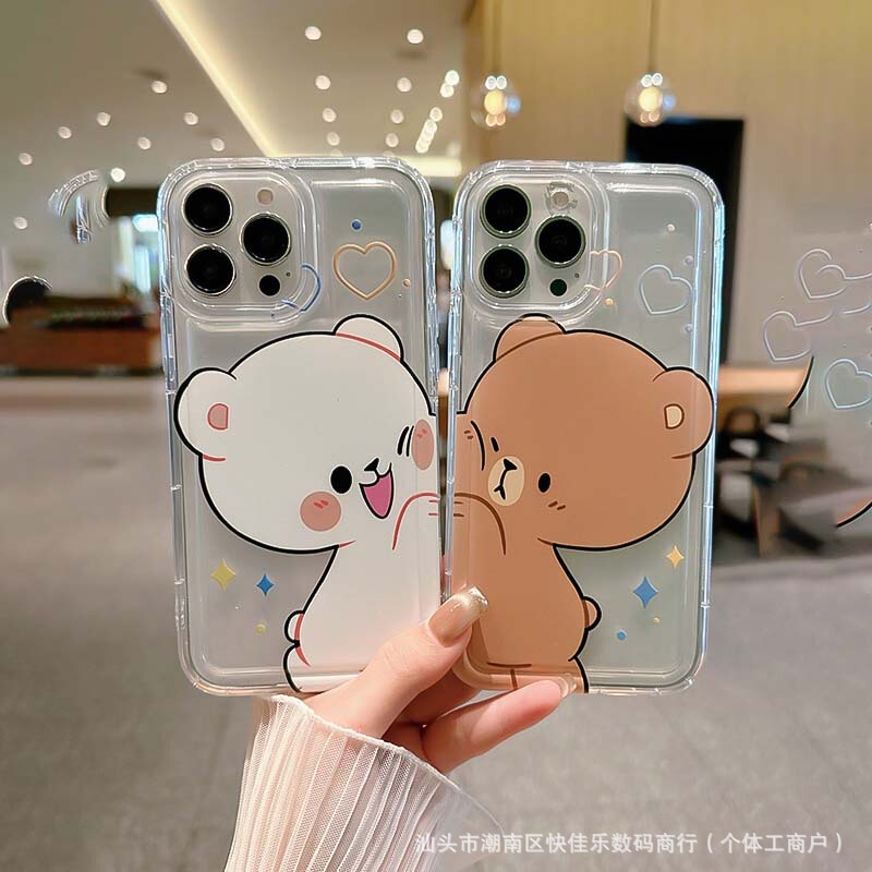 Cute Bear Couple Mobile Phone Case Suitable for Iphone11/12/13/14/15/16Promax Apple Xsmax