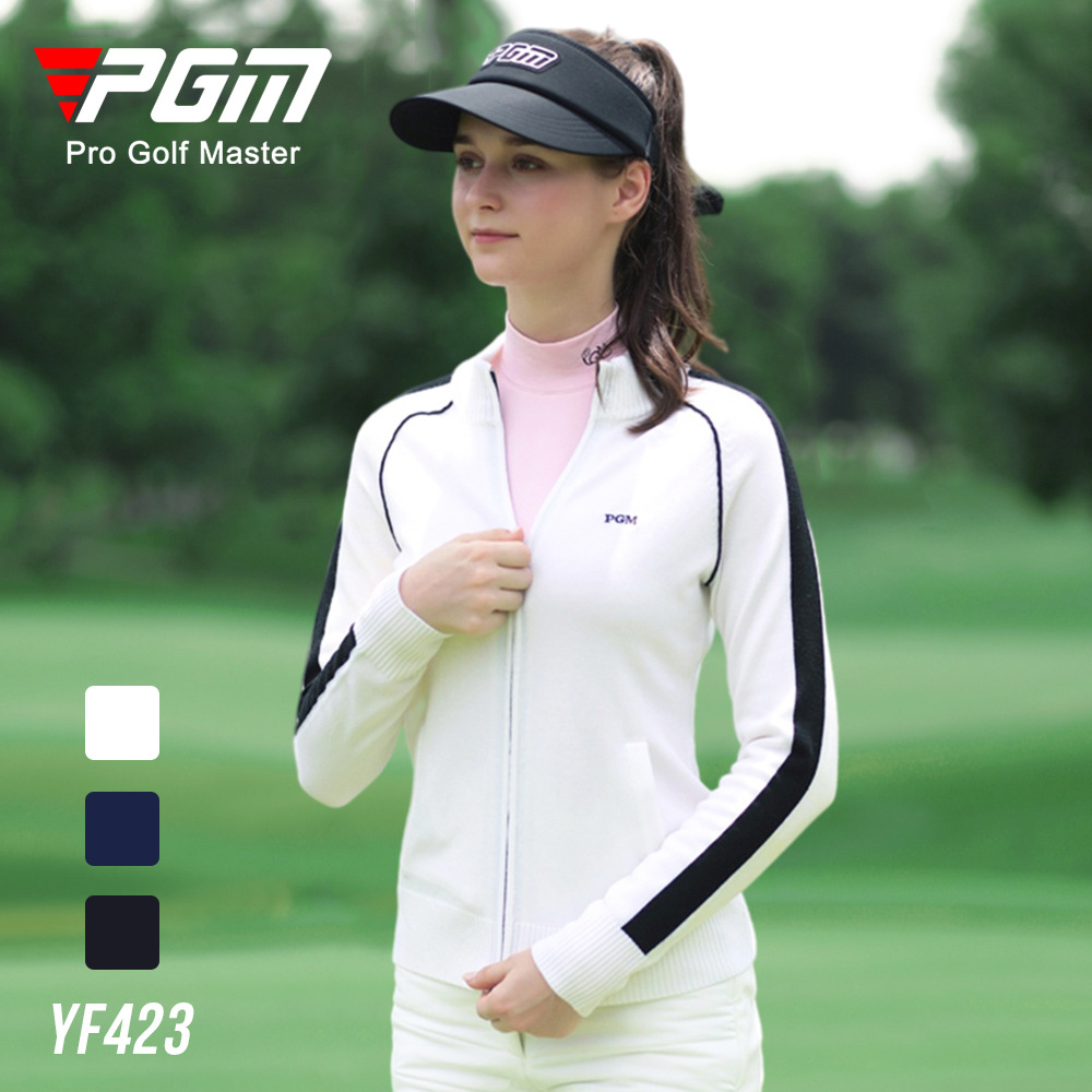 Áo len dài tay nữ PGM chơi golf thu đông, chống lạnh ấm áp — YF423-Đen, YF423-màu xanh nước biển, YF423-màu trắng