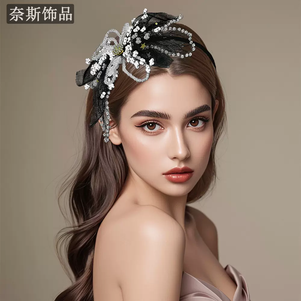 奈斯NS110 森系仙美公主头箍头饰编织花朵网纱发饰韩版甜美发箍